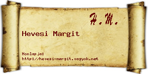 Hevesi Margit névjegykártya